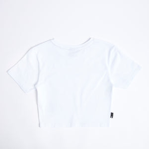 Ladies Misfit Cut Out Crop Top White