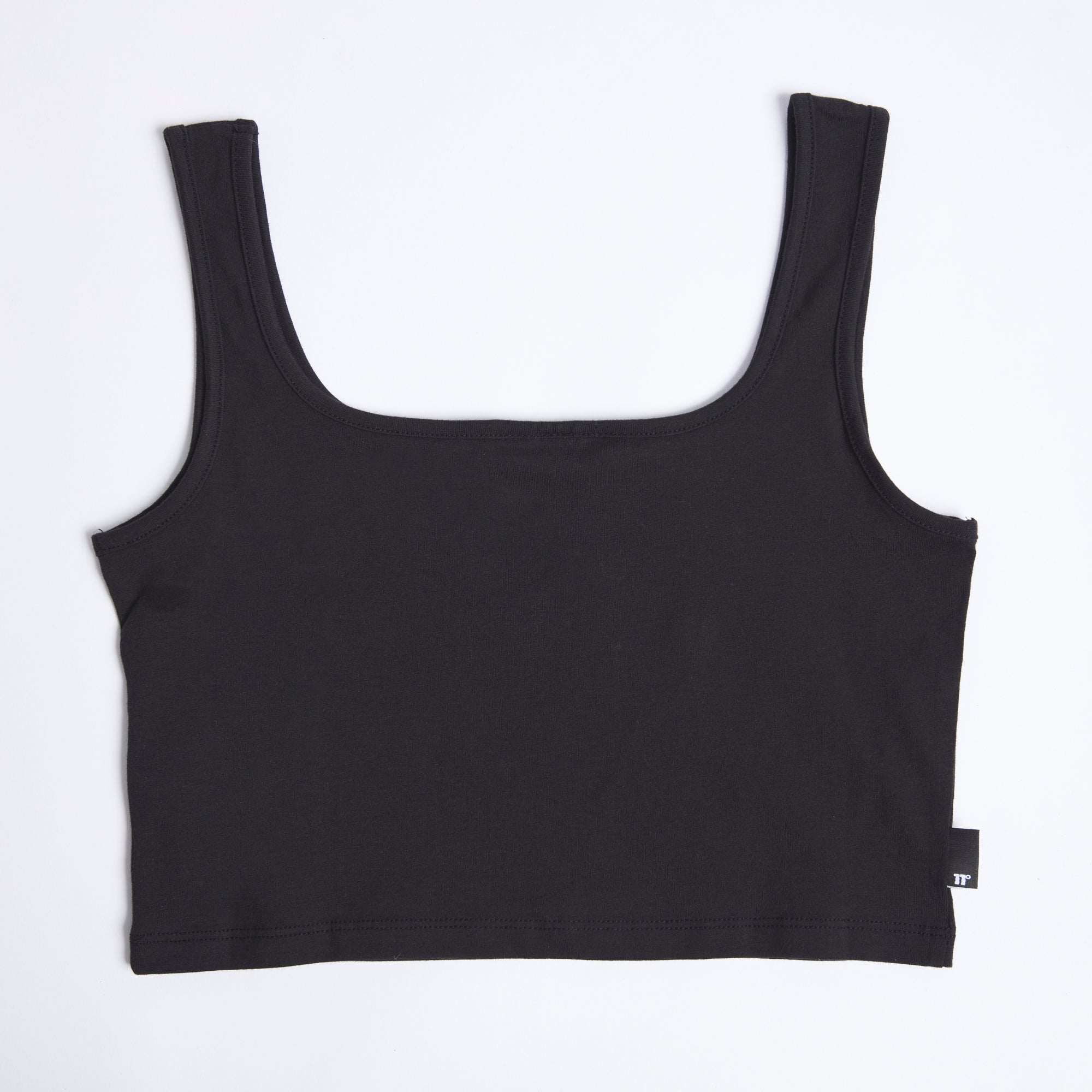 Ladies Misfit Square Neck Crop Vest Top Black