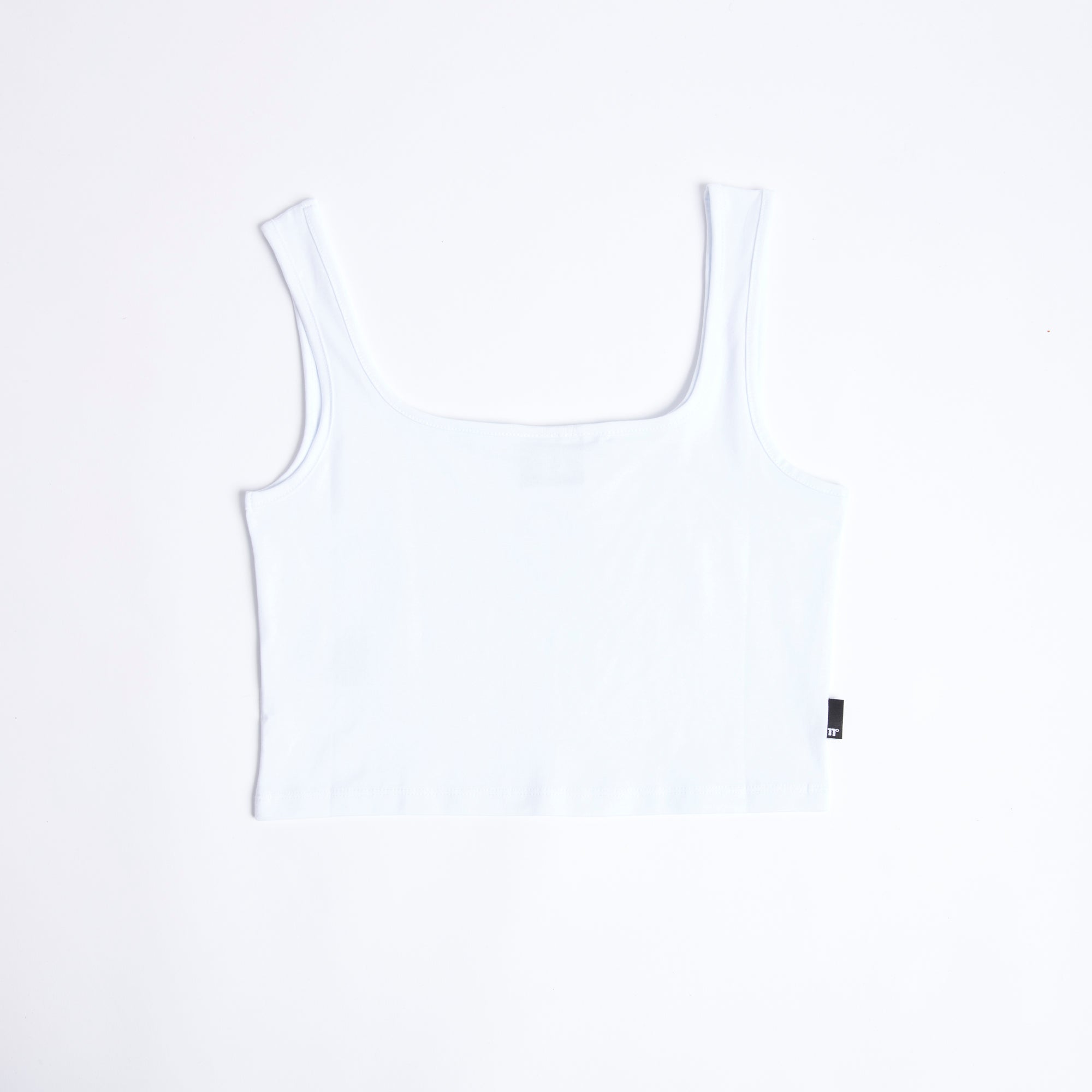 Ladies Misfit Square Neck Crop Vest Top White